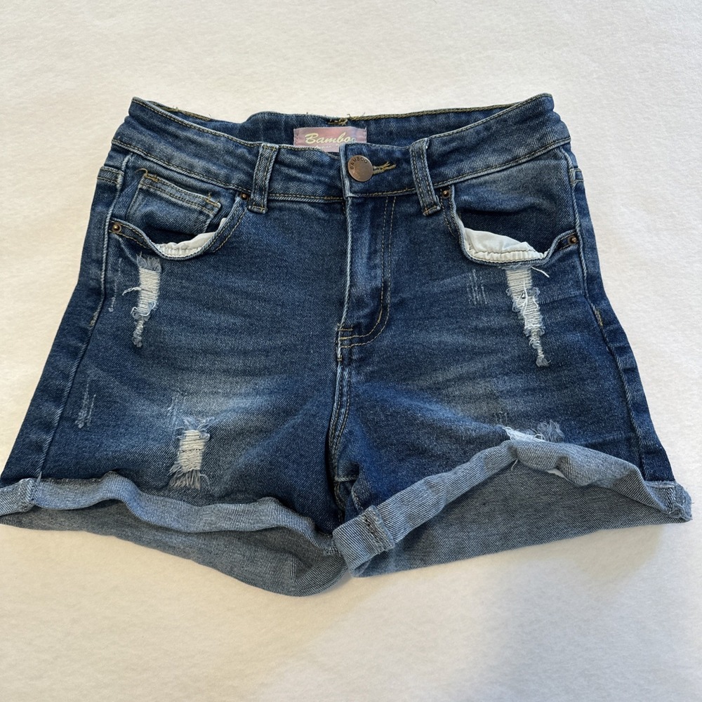 Bamboo Original Denim Jeans Distressed‎ Cuffed Denim Shorts Juniors Size 5/6